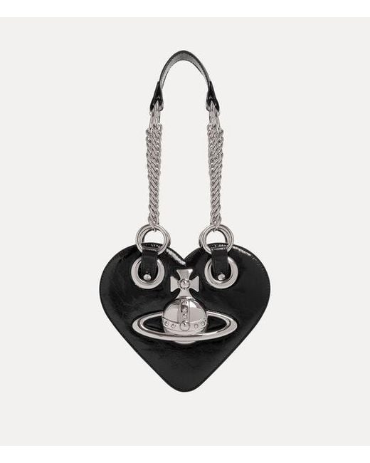 Vivienne Westwood White Juliet Heart Chain Bag Naplak Leather