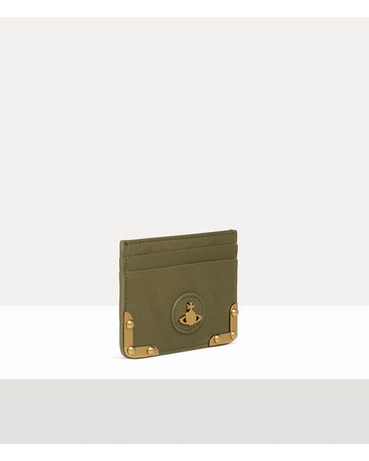 Vivienne Westwood Green Flat Orb Card Holder Aniline Leather