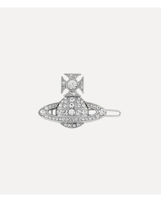 Vivienne Westwood White Corinne Hair Clip Cubic Zirconia