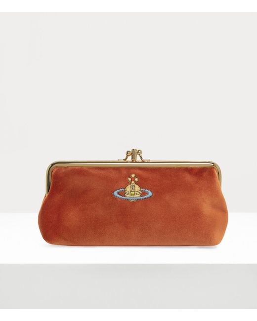 Vivienne Westwood Multicolor Double Frame Chain Purse Velvet Burnt-orange One Size Women