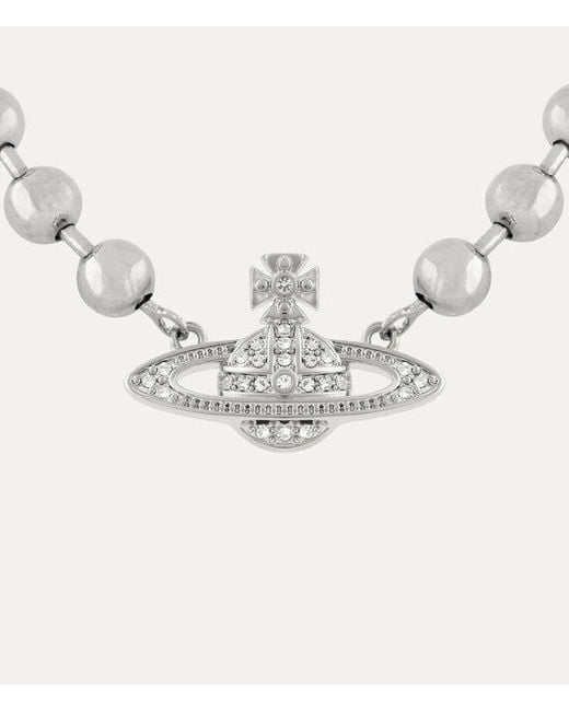Vivienne Westwood White Thames Mini Bas Relief Choker Cubic Zirconia