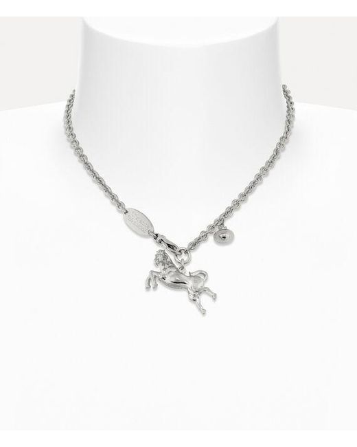 Vivienne Westwood White Horse Pendant Necklace Brass
