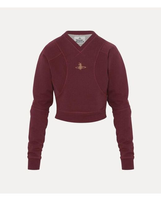 Vivienne Westwood Red Cropped Pourpoint Sweatshirt Loopback Org Felpa Tartan