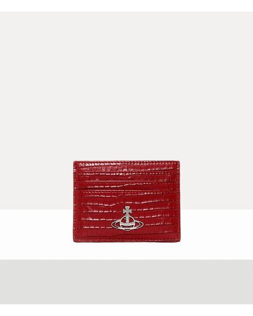 Vivienne Westwood Red Flat Card Holder Mini Croc-Embossed