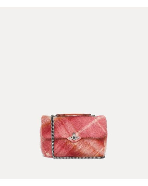 Vivienne Westwood Red Anita Medium Shoulder Bag Tartan Mohair