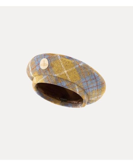 Vivienne Westwood White Beret Harris Tweed Tartan