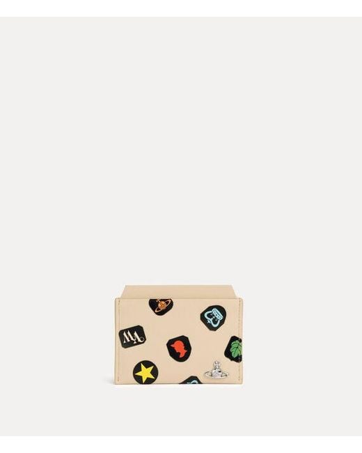 Vivienne Westwood Natural Flat Card Holder Printed Leather