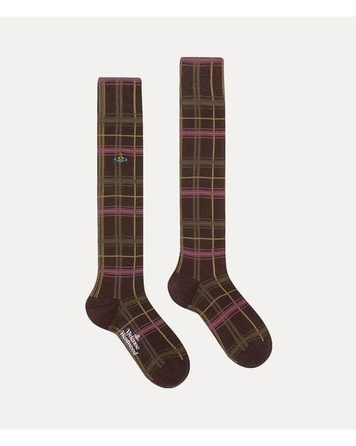 Vivienne Westwood Brown Multicheck High Sock Multicheck