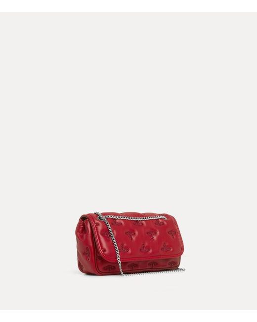 Vivienne Westwood Red Chain Crossbody Purse Multi Orb Soft Pu