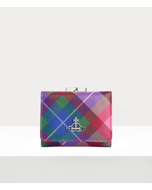 Vivienne Westwood White Small Frame Wallet Saffiano Printed Candy-tartan One Size Women
