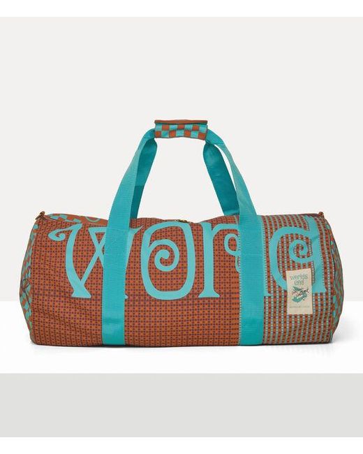 Vivienne Westwood Blue Worlds End Gym Bag Cotton Canvas