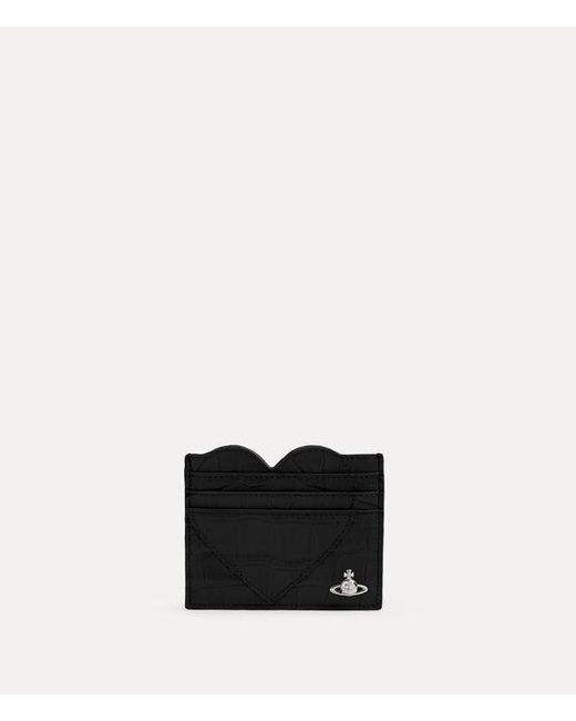 Vivienne Westwood Black Heart Card Holder Emboss Croc Leather
