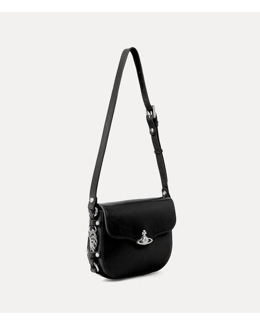Vivienne Westwood White Hunter Flap Crossbody Naplak Leather