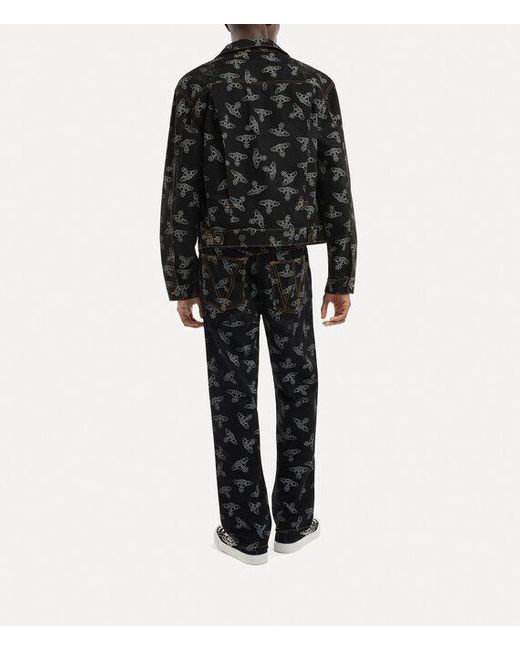 Vivienne Westwood ヘリンボンCAMO ORB PRINT Vivienne Westwood Aw24-/Orbs Marlene Orb-Print Denim Jacket in