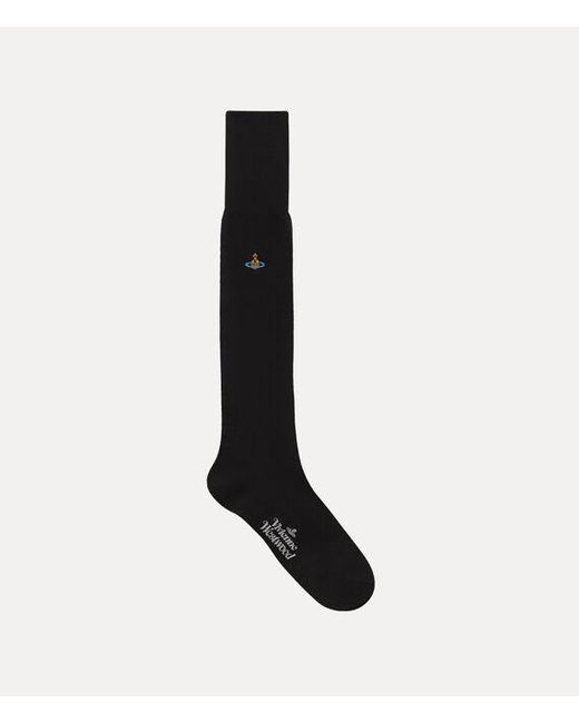 Vivienne Westwood Black Uni Colour Plain Knee High Socks Cotton