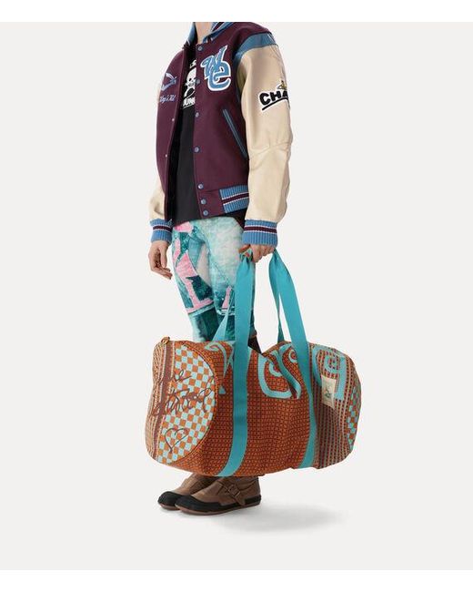 Vivienne Westwood Blue Worlds End Gym Bag Cotton Canvas