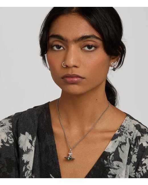 Vivienne Westwood White New Tiny Orb Pendant Necklace Cubic Zirconia