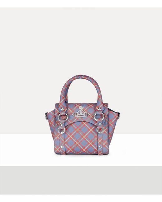 Vivienne Westwood Multicolor Betty Mini Handbag With Chain Polyurethane / Polyester / Cotton Blue-orange-tartan