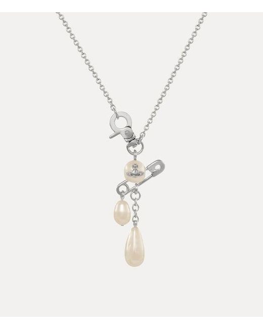 Vivienne Westwood White Claude Small Necklace Brass