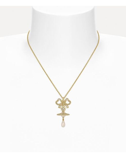 Vivienne Westwood Metallic Rigoberta Pearl Pendant Necklace