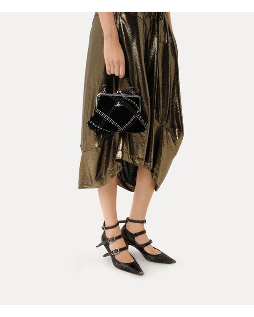 Vivienne Westwood Black Granny Frame Purse Velvet Check