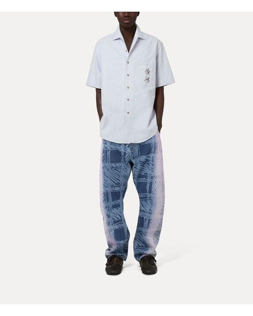 Vivienne Westwood Blue Bowling Shirt Classic Oxford Shirt for men
