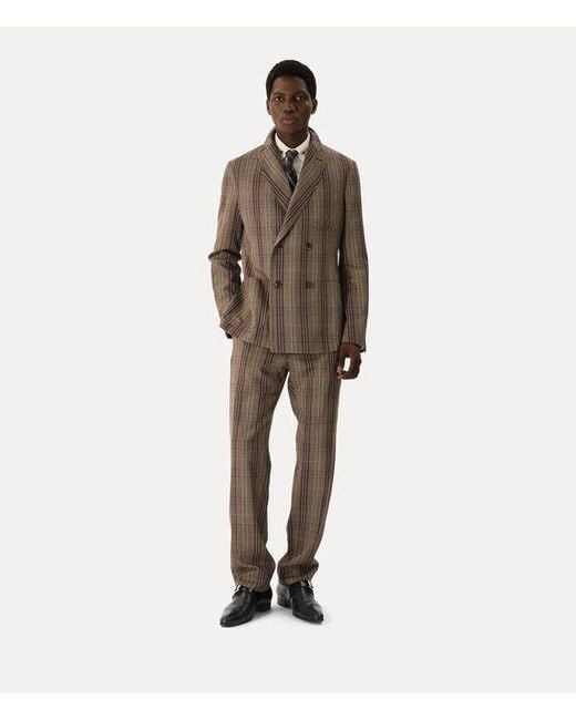 Vivienne Westwood Brown Double Breasted Cruise Jacket Dandy Hunt Check for men