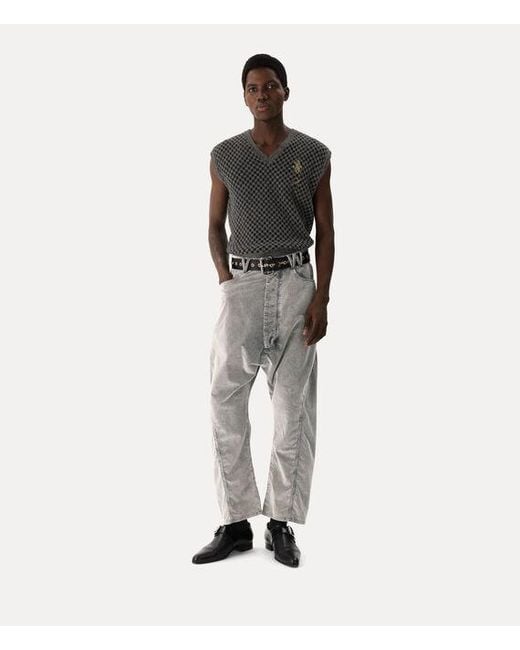 Vivienne Westwood Gray Twisted Seam Jeans Washed Cord Denim for men