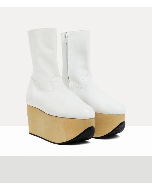 Vivienne Westwood White Rocking Horse Boot Leather