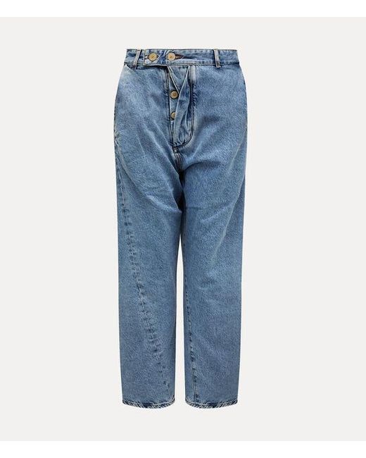 Vivienne Westwood Blue Worlds End Drunken Trousers Cotton