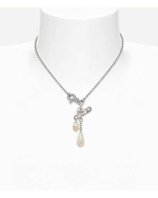 Vivienne Westwood White Claude Small Necklace Brass