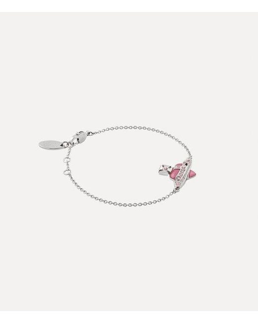 Vivienne Westwood White New Diamante Heart Bracelet Brass