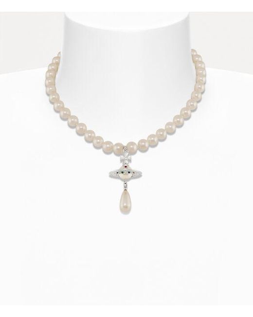 Vivienne Westwood White One Row Pearl Drop Choker