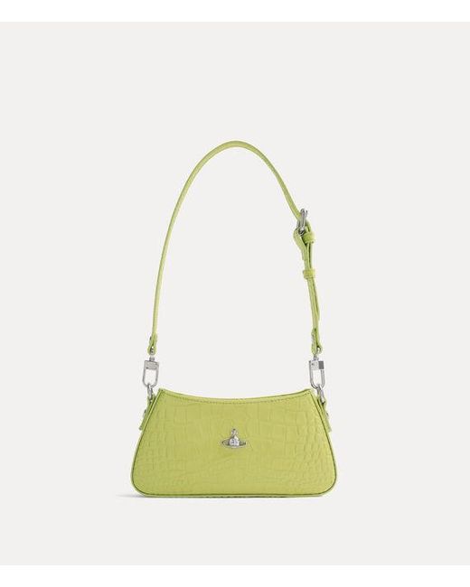 Vivienne Westwood Green Tasha Shoulder Phone Bag Emboss Croc Leather