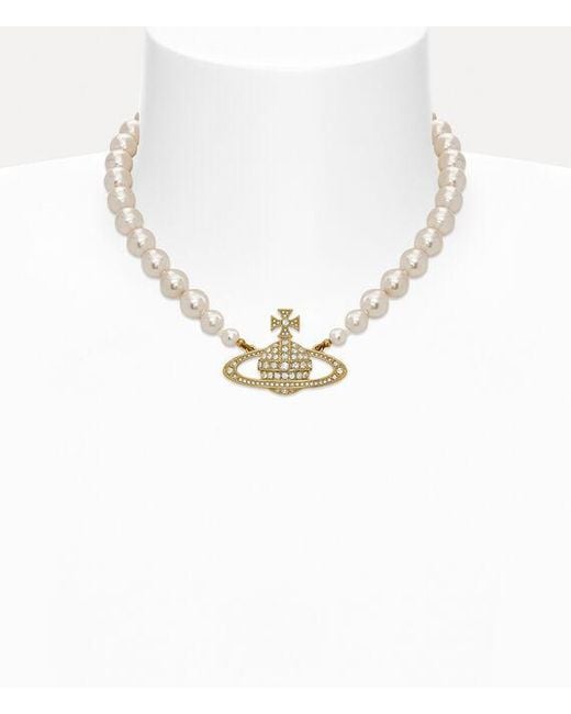 Vivienne Westwood White One Row Bas Relief Pearl Choker
