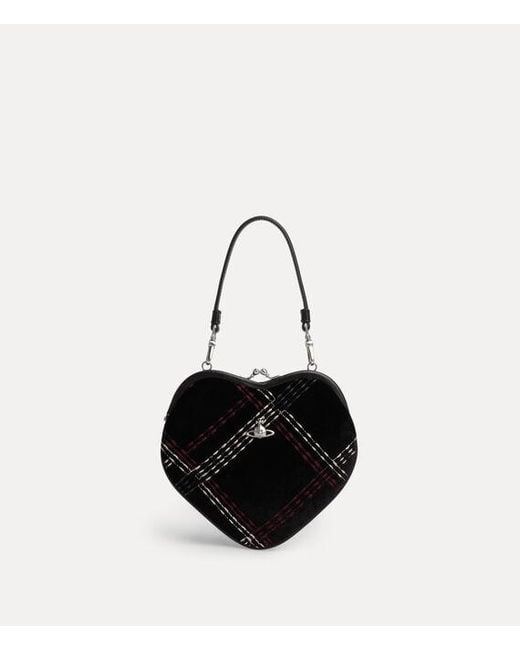Vivienne Westwood Black Belle Heart Frame Purse Velvet Check