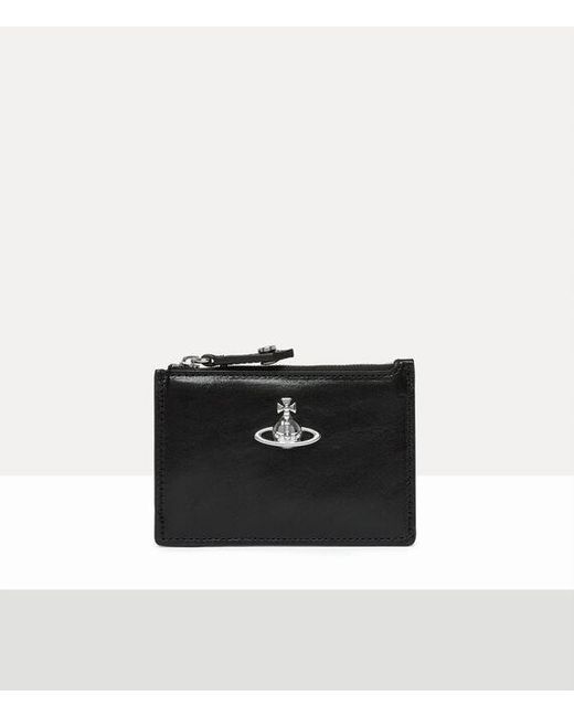 Vivienne Westwood Black Slim Long Card Holder Shiny Veget Tanned