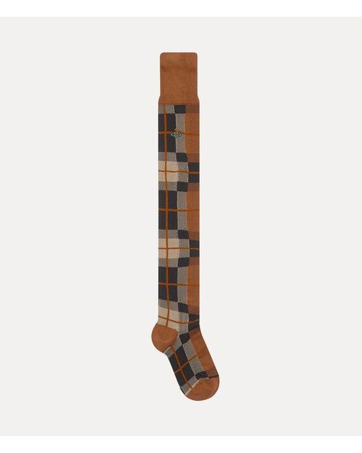Vivienne Westwood White Locharron Over The Knee Sock Locharran