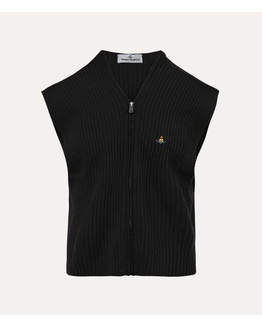Vivienne Westwood Black Jess Zip Vest Merino Wool Cashmere