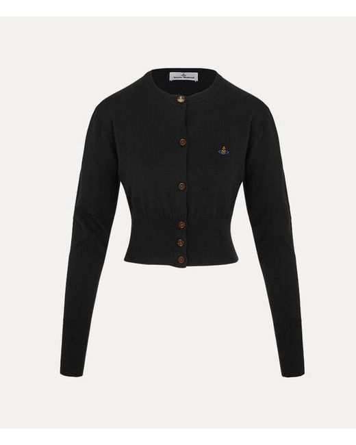 Vivienne Westwood Black Bea Cropped Cardigan Cashmere Cotton