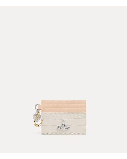 Vivienne Westwood Natural Card Holder With Charms Emboss-Croc/Nappa