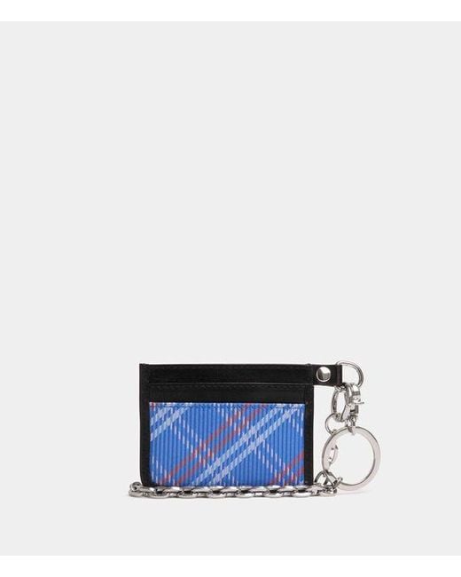 Vivienne Westwood Blue Flat Chain Card Holder Stuart Check