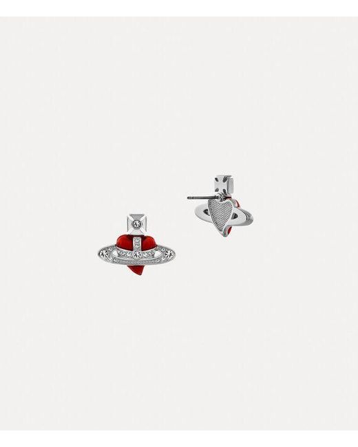 Vivienne Westwood White New Diamante Heart Earrings Cubic Zirconia Enamel