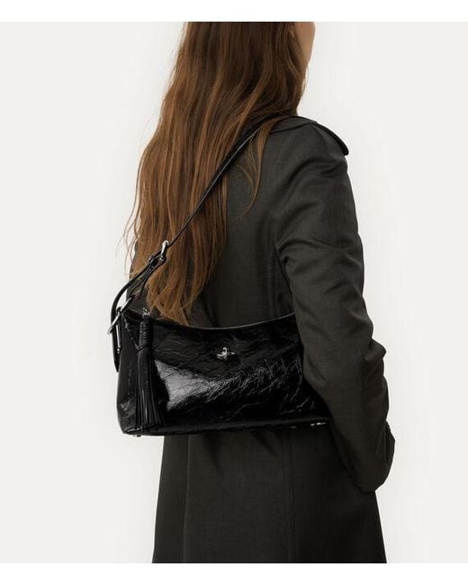 Vivienne Westwood Black Emma Shoulder Bag Naplak Leather