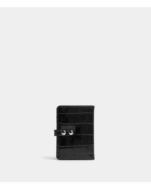 Vivienne Westwood Black Vertical Flap Card Holder Emboss Croc Leather