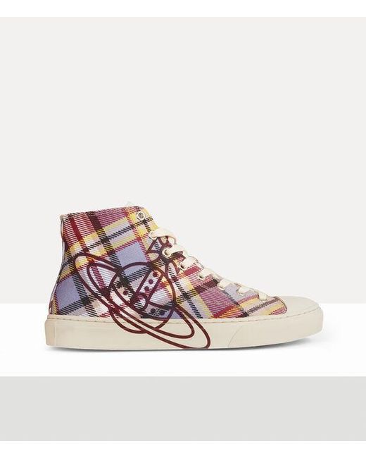 Vivienne Westwood Pink High Top Plimsoll Tartan Canvas