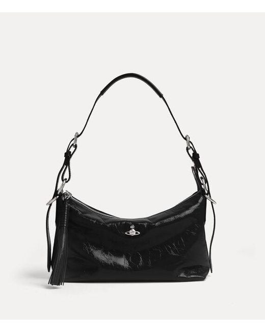 Vivienne Westwood Black Emma Shoulder Bag Naplak Leather