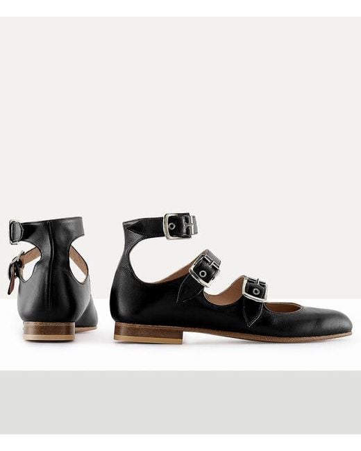 Vivienne Westwood Black Roman Three-Strap Sandal Leather