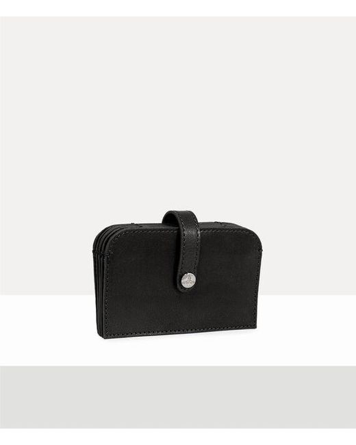 Vivienne Westwood Black Accordion Card Holder Shiny Veget Tanned