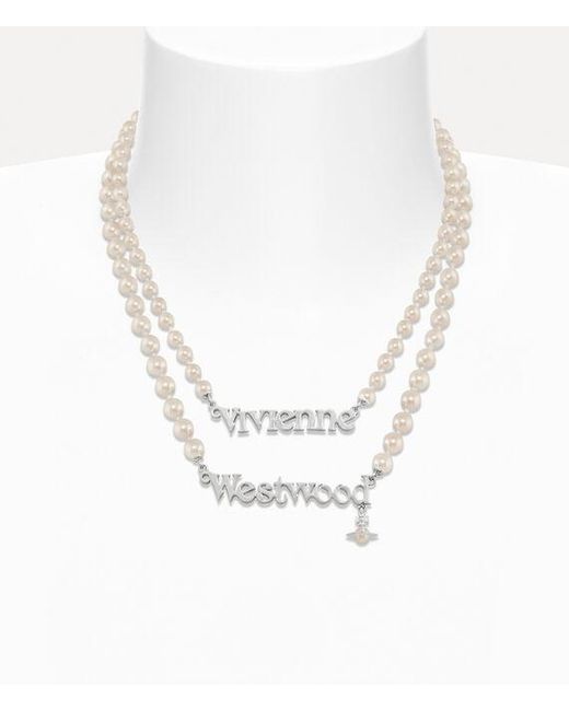 Vivienne Westwood White Amelia Necklace Glass Pearls